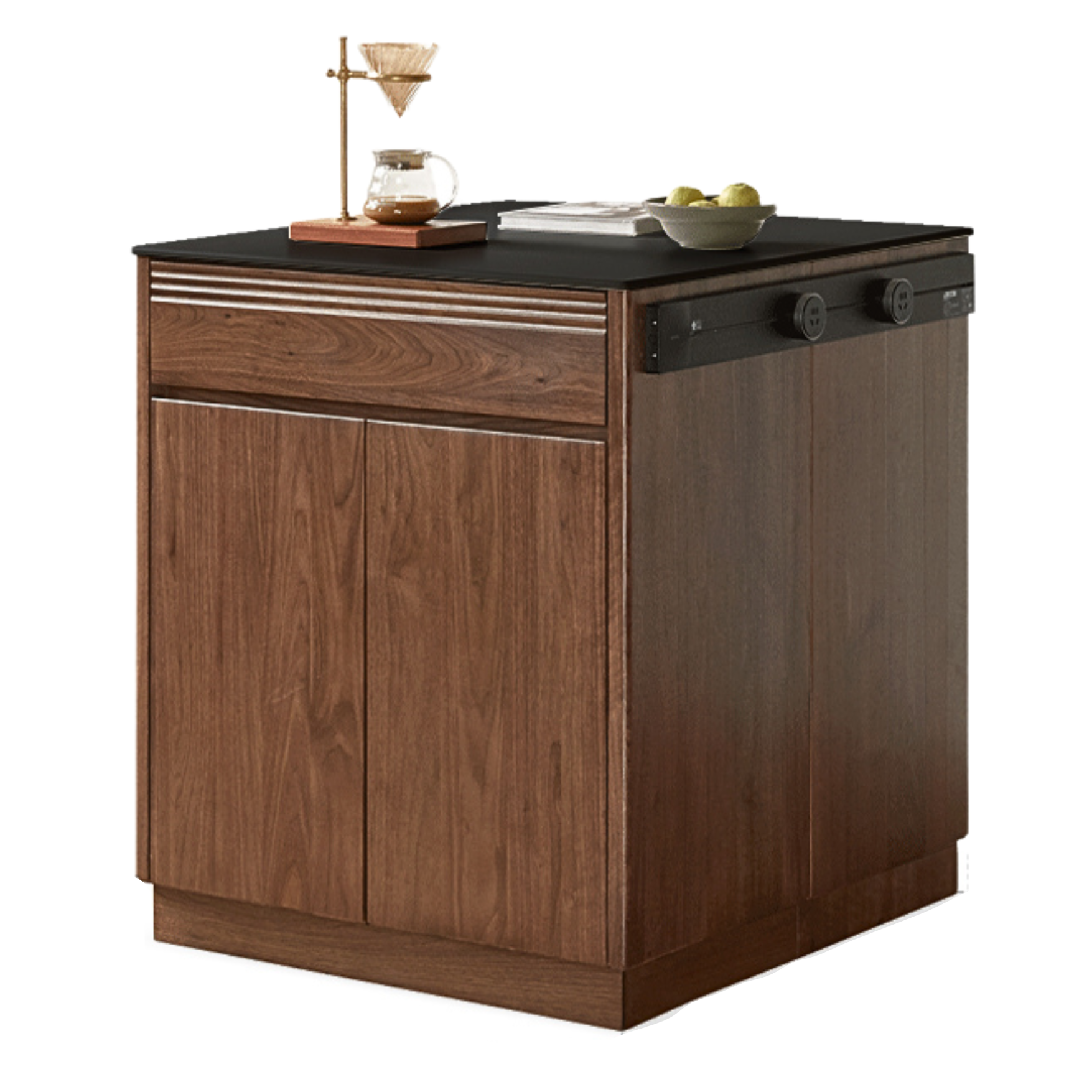 Black Walnut, Oak Solid Wood Island Light Luxury Sideboard,