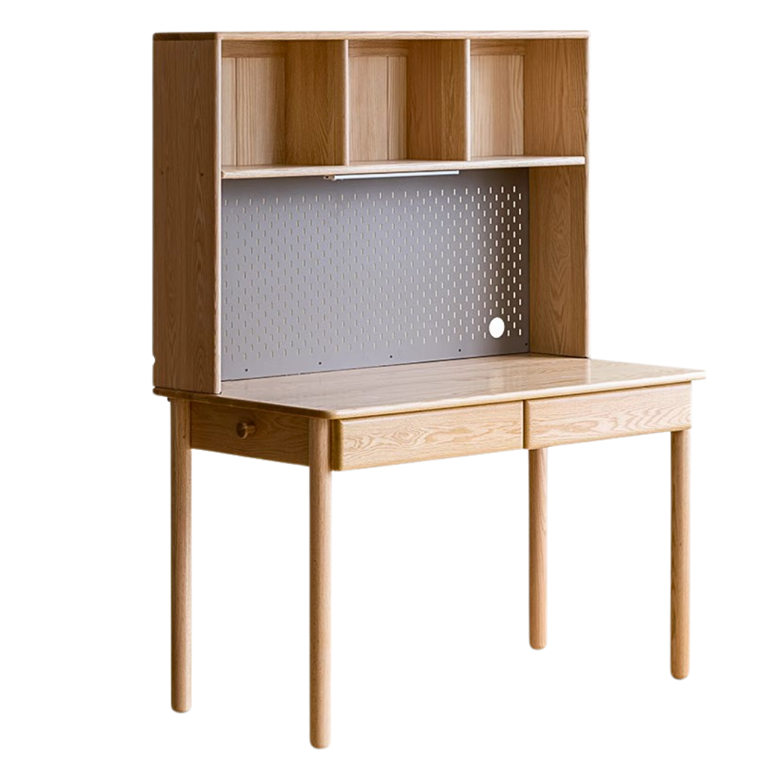 Oak solid wood children's study desk bookshelf integrated