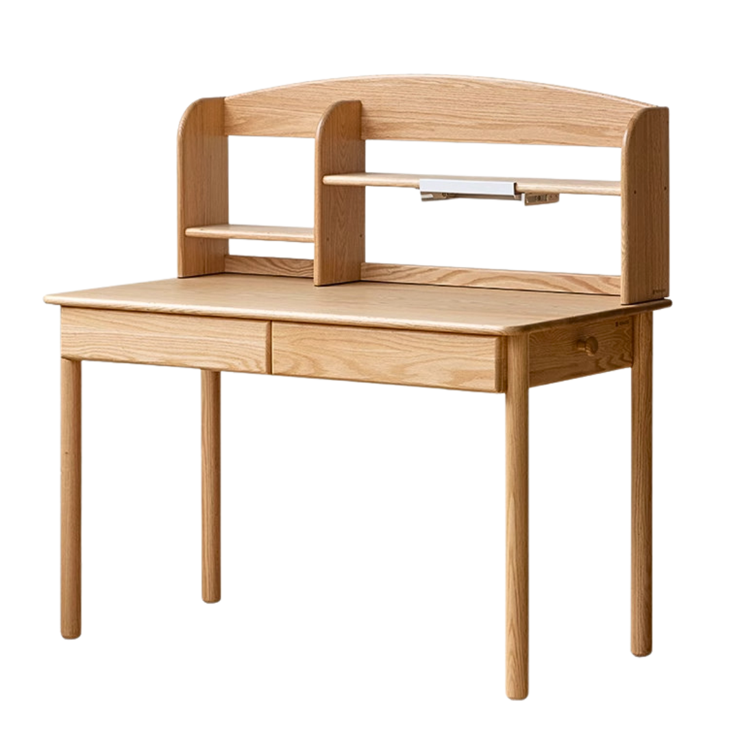 Oak solid wood children's study desk bookshelf integrated