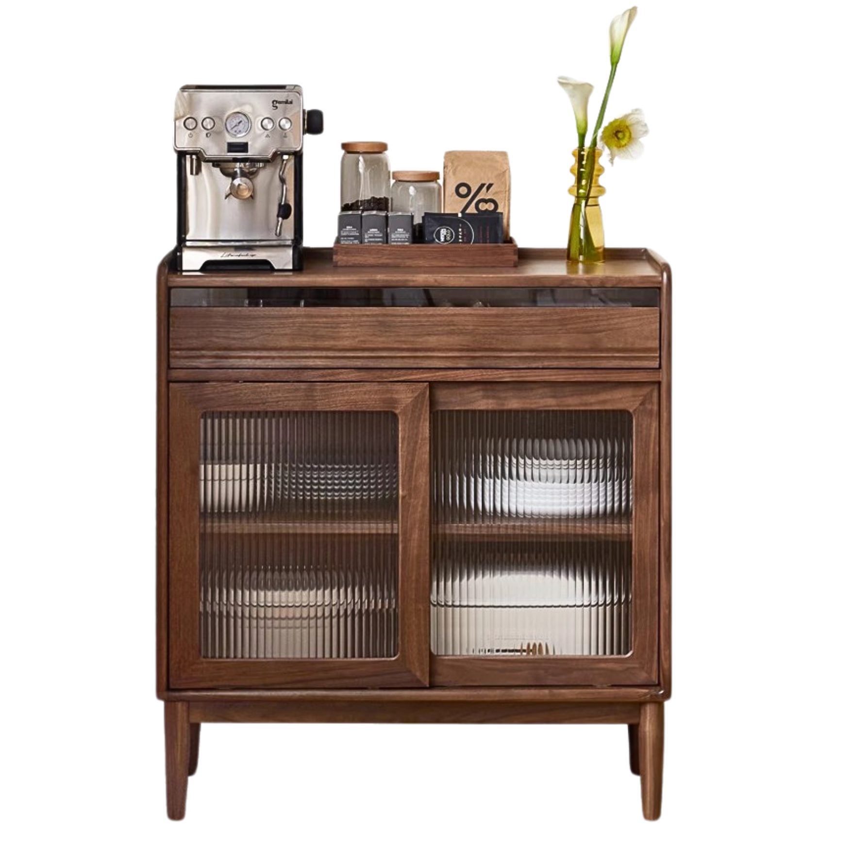 Black walnut solid wood modern simple dining sideboard,