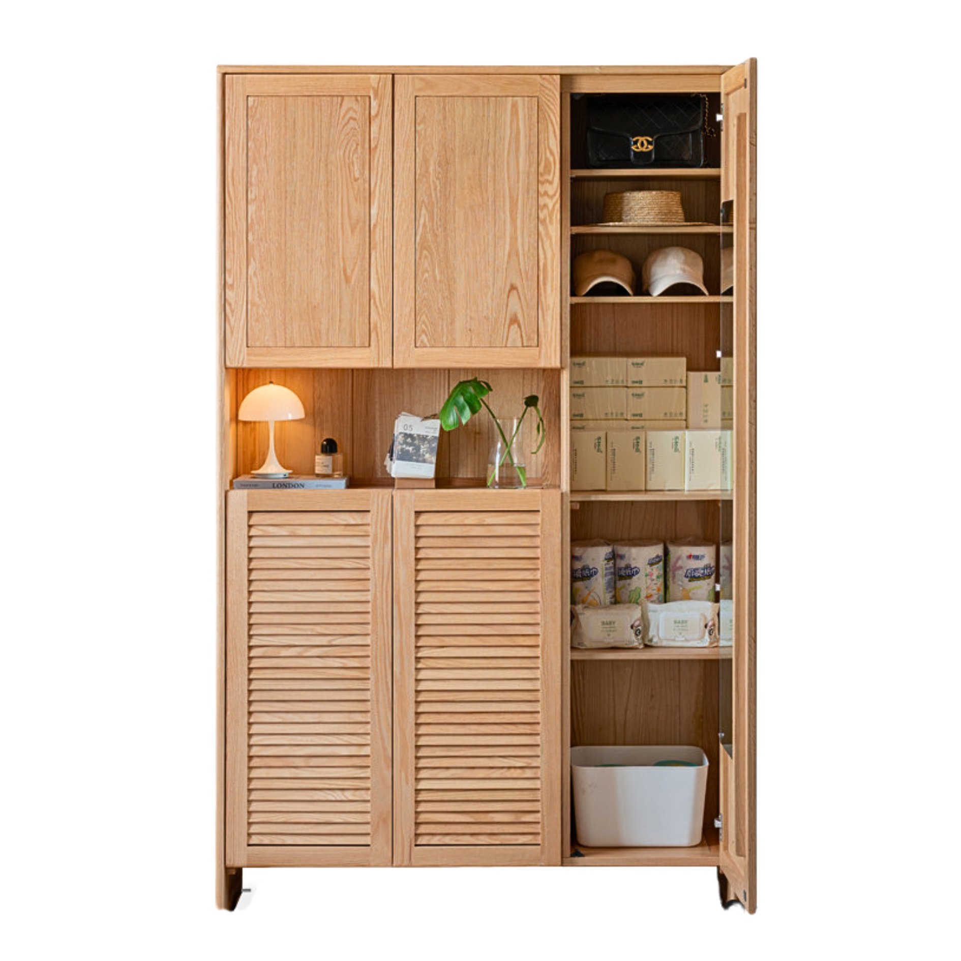 Oak Solid Wood Storage Locker shoe entrance cabinet: