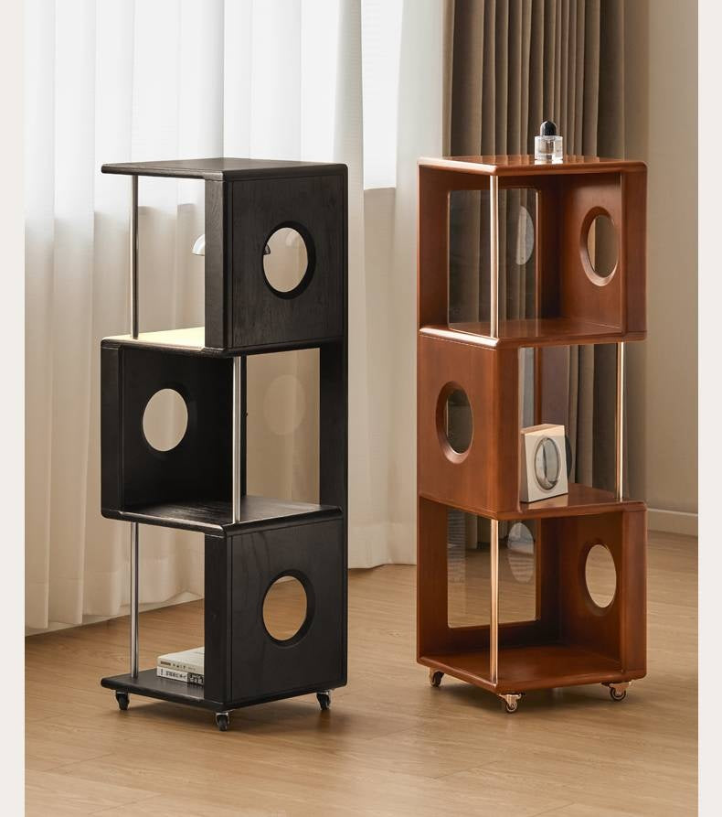 Poplar Solid Wood Vintage Style Mobile Bookshelf