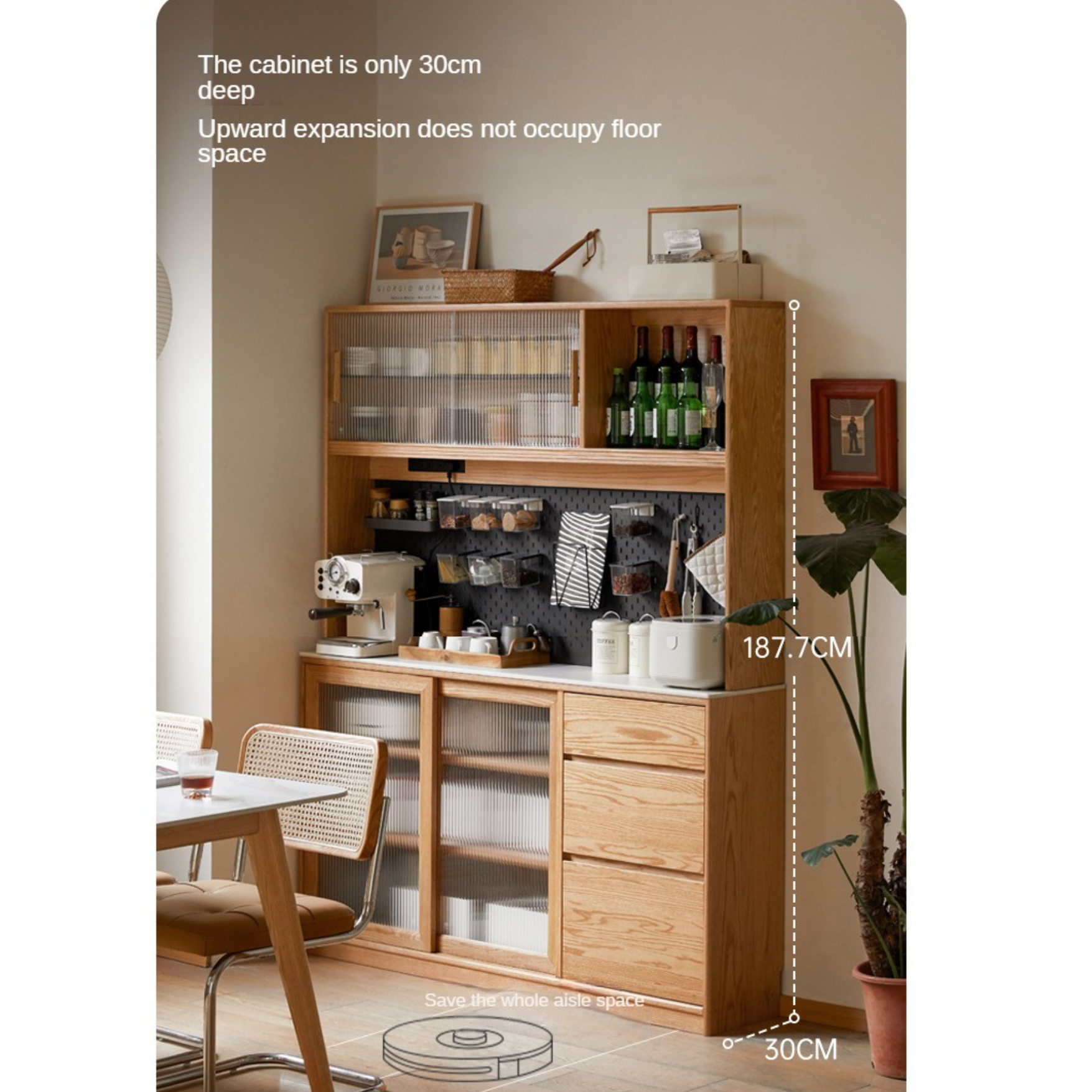 Oak Rock Board Nordic Integrated Ultra-thin Sideboard,