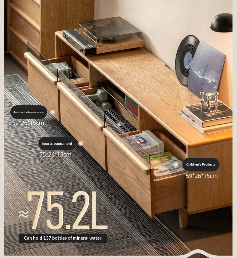 Ash Solid Wood Floor TV Cabinet