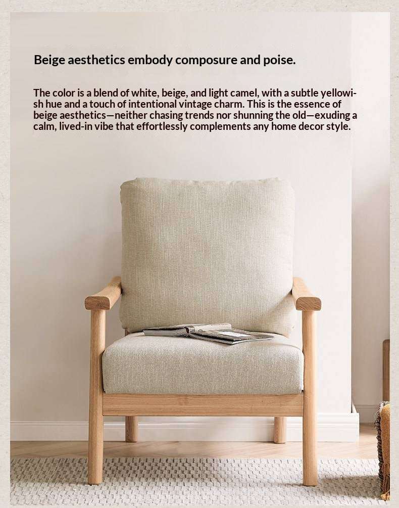 Ash Solid Wood Fabric Leisure Sofa Chair