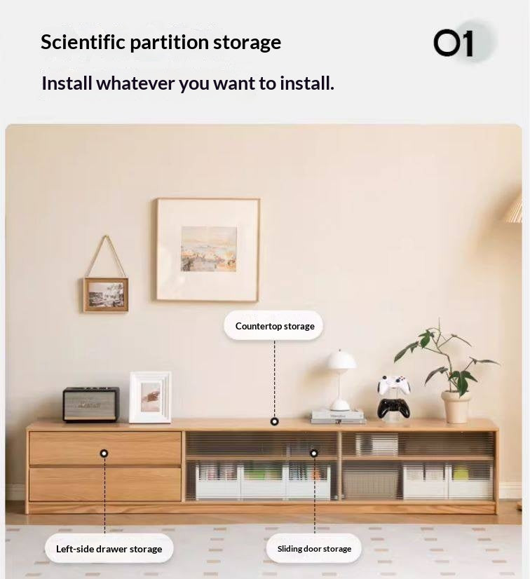 Solid RubberWood, Oak Solid Wood TV Cabinet Floor Combination,