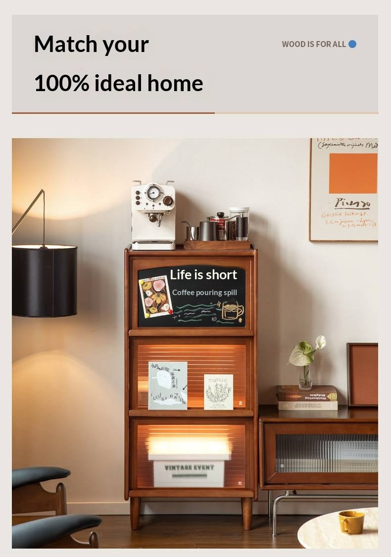 Poplar Solid Wood Vintage Style Flip Door Bookcase