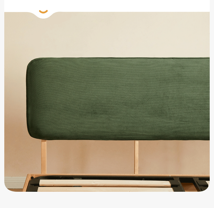 Beech Solid Wood Upholstered Bed — Retro Style with Floating Design, Luminous Light, Luxury Finish