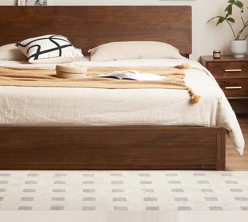 Black Walnut Solid Wood Box Bed Simple Modern Nordic Style
