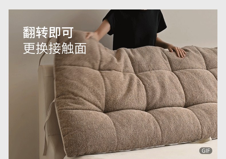 Genuine Leather Italian Light Luxury White Soft Headboard Bed