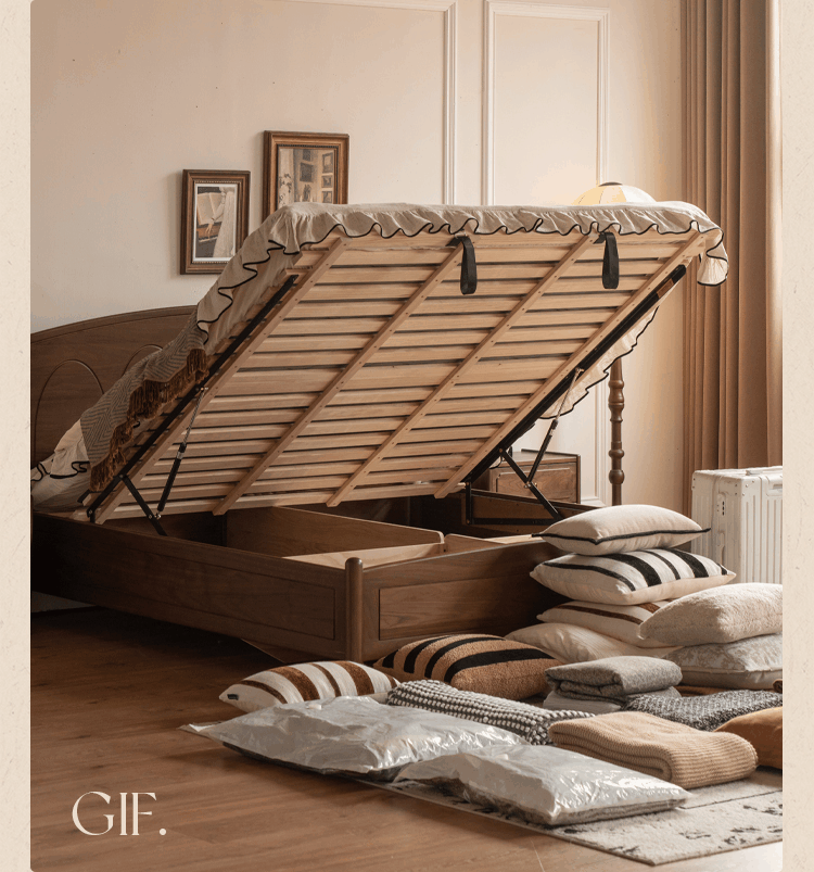 Black Walnut Solid Wood Box Bed — French Retro Style