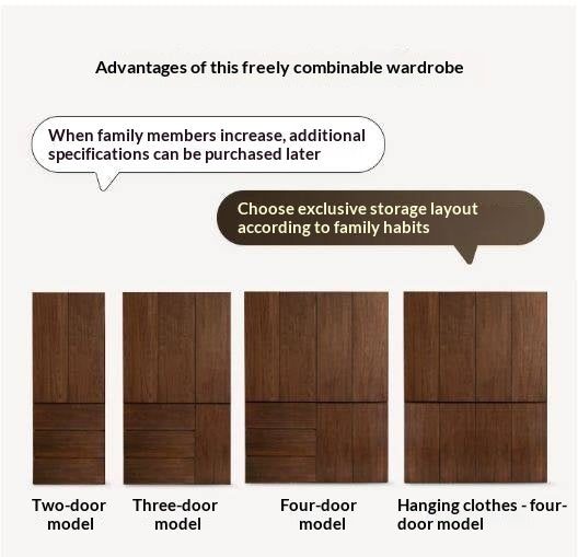 Black Walnut Solid Wood Wardrobe with Italian Style and Storage Cabinet