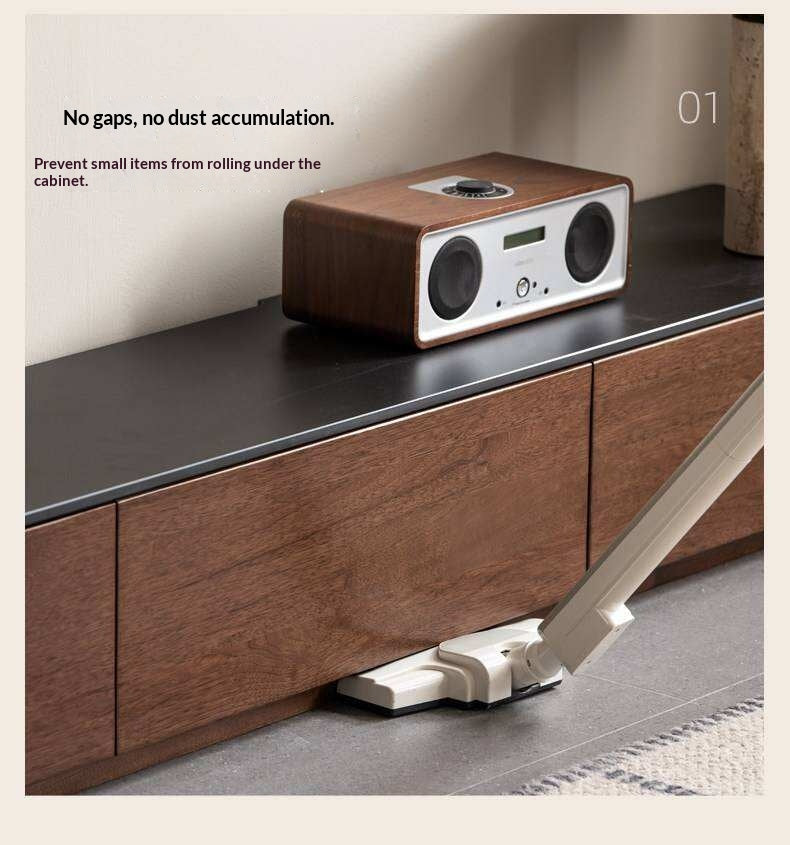 Catalpa Solid Wood TV Cabinet with Storage Drawers, Media Console with Slate Top