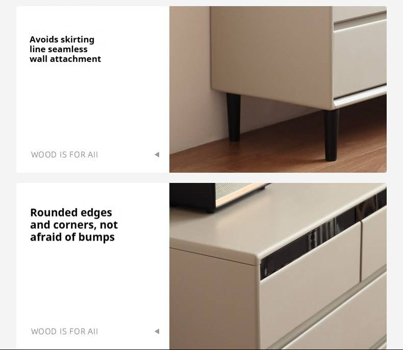 Solid Rubberwood Light Luxury Chest of Drawers