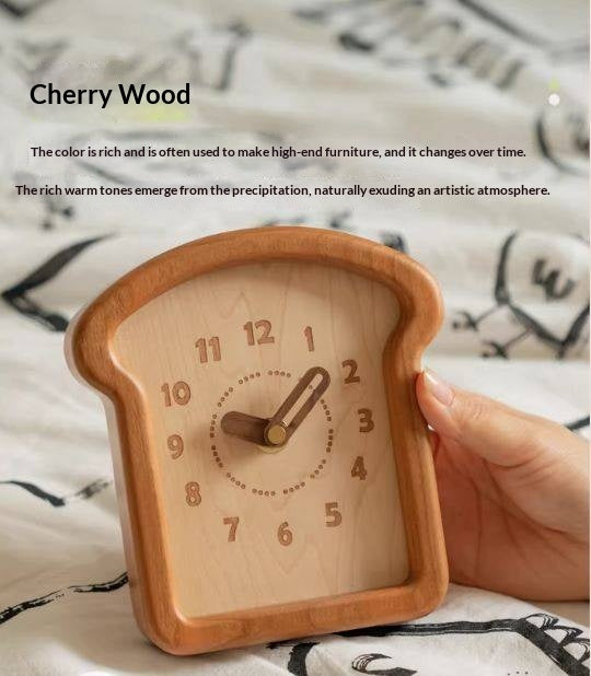 Cherry, Black Walnut Solid Wood Toast Clock Creative