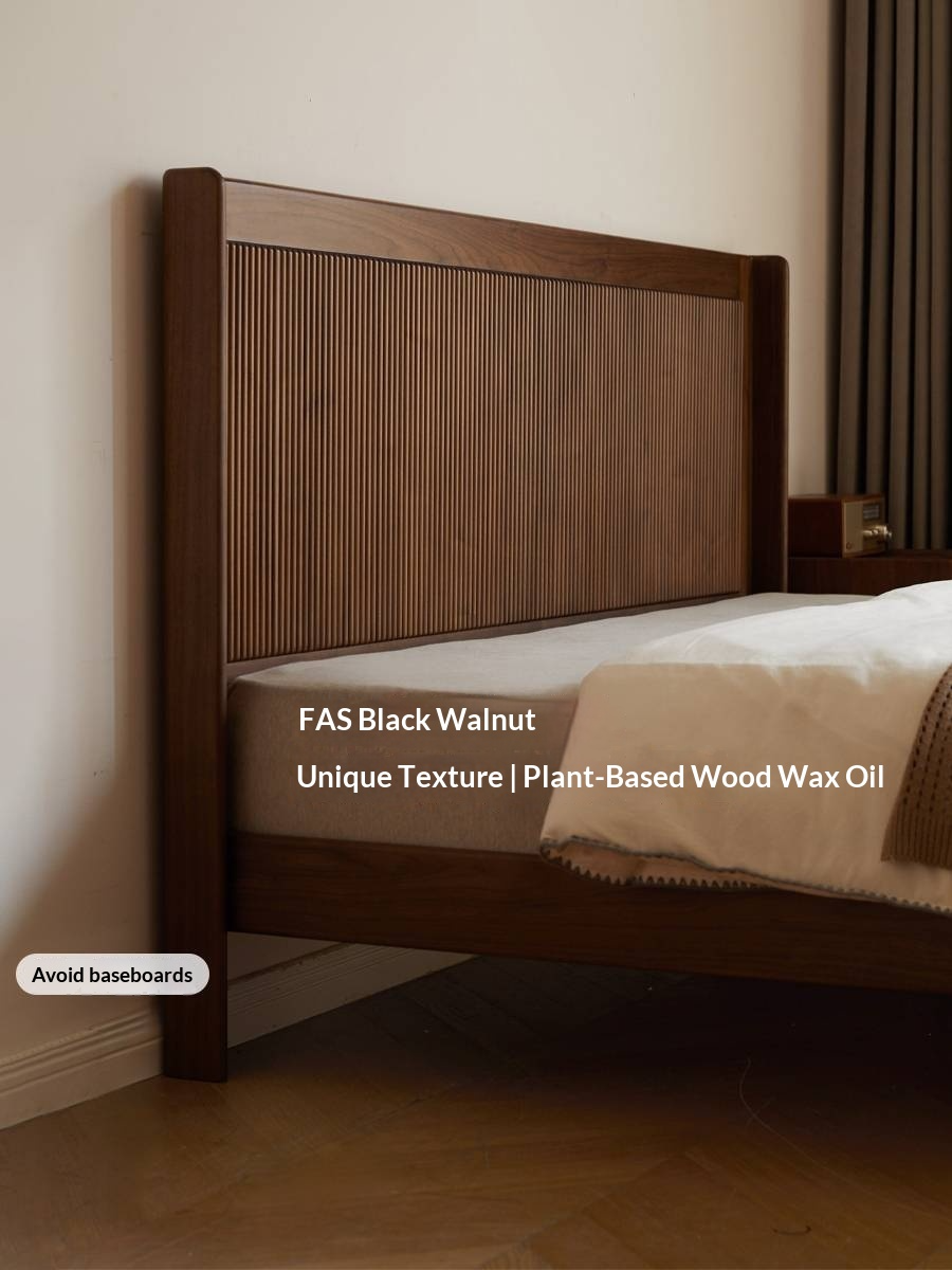 Black Walnut Solid Wood Italian Light Luxury Retro Bed