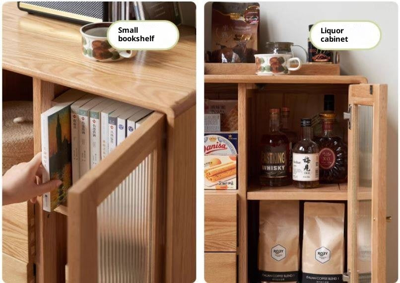 Oak, Beech Solid Wood, Solid Rubberwood Side Cabinet Nordic Style