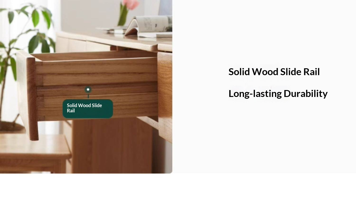 Oak Solid Wood Desk Cabinet with Drawers