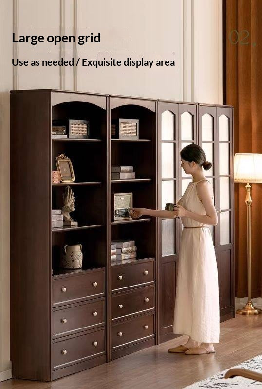 Poplar Solid Wood French Retro Style Floor Standing Display Bookcase