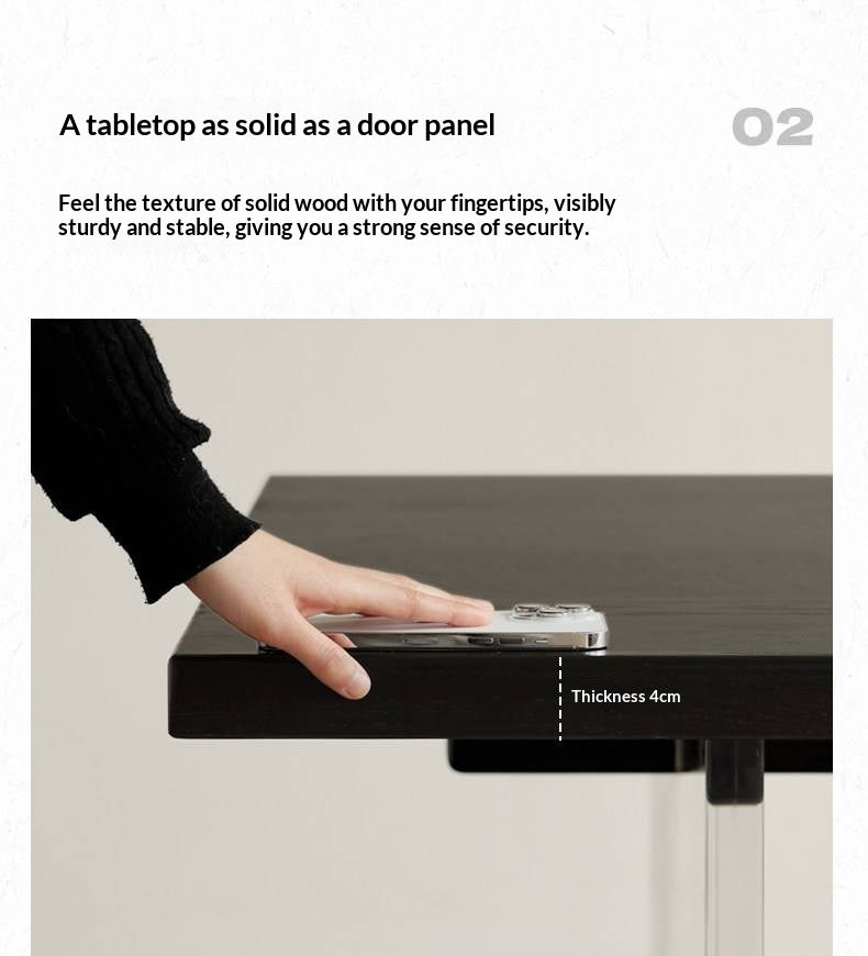 Ash Solid Wood Suspended wabi-sabi style black Dining Table