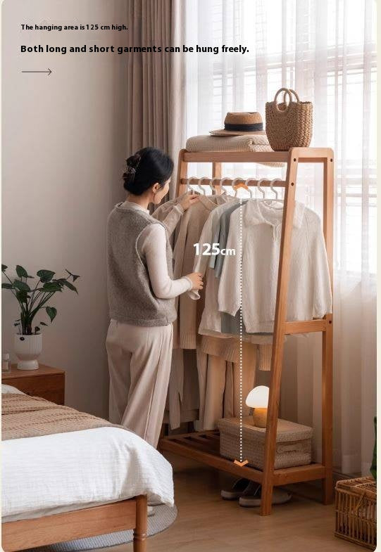Solid Wood Hanger Bedroom Retro Cherry Wood Storage Rack Home