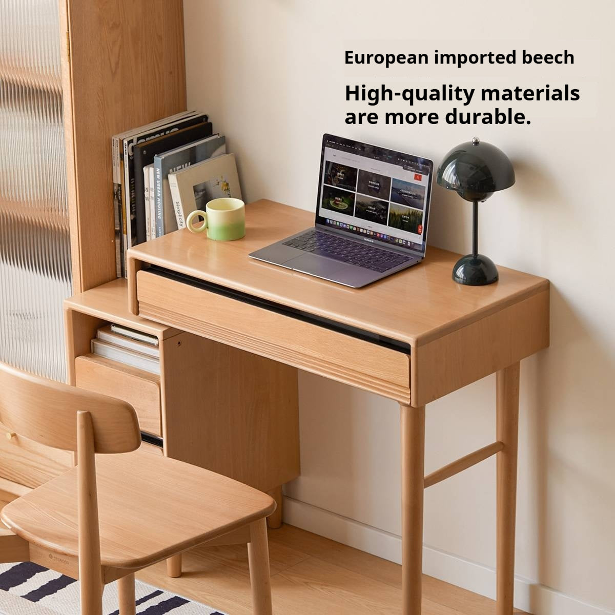 European Beech Solid Wood Retractable Modern Dressing Table