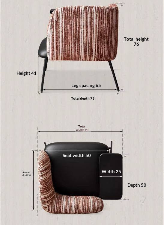 Modern Lounge Chair with Integrated Side Table, Upholstered Wraparound Accent Chair with Metal Frame