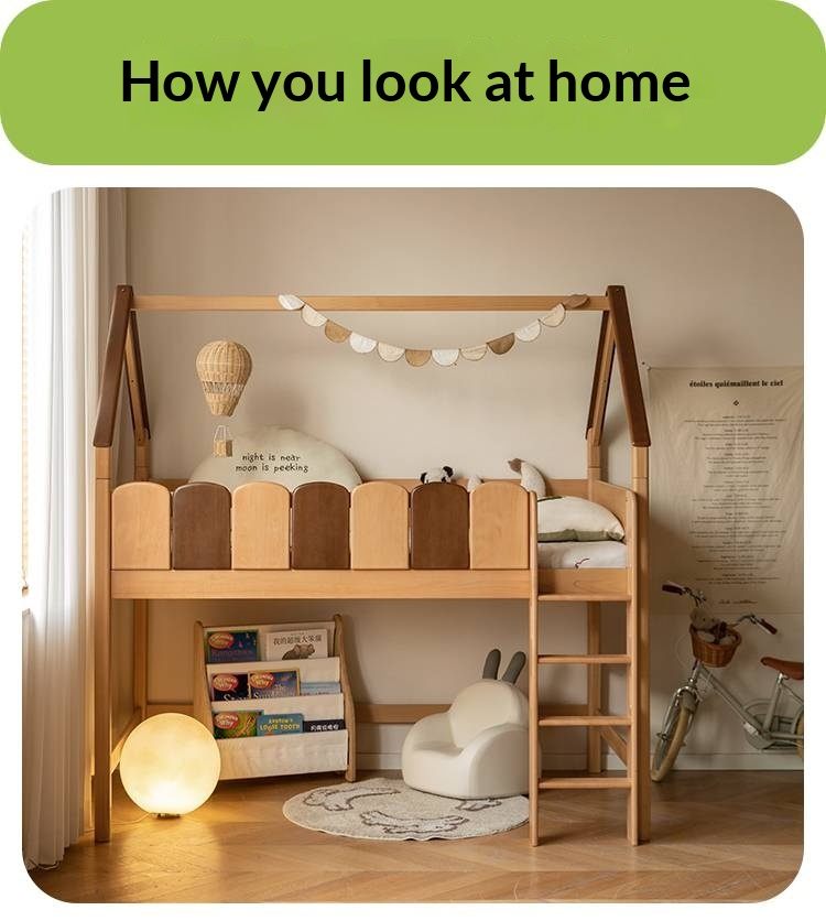Beech Solid Wood Children's Treehouse Bed Multifunctional Loft Bed