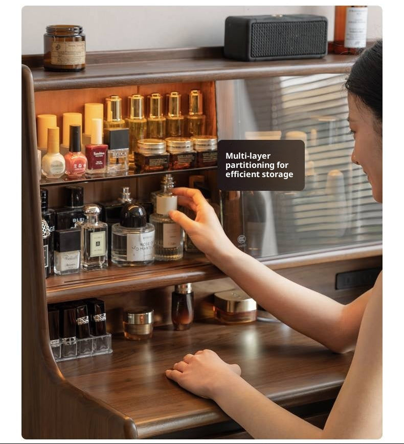 Black Walnut, Sandalwood Solid Wood Light Luxury Multifunctional Dressing Table