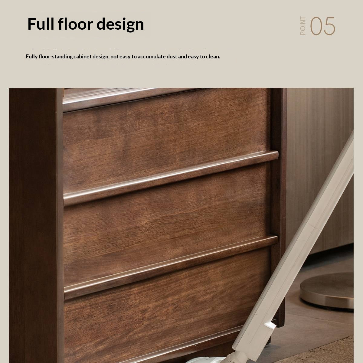 Sandalwood Solid Wood Tall Side Cabinet with Louvered Sliding Door and LED Lighting