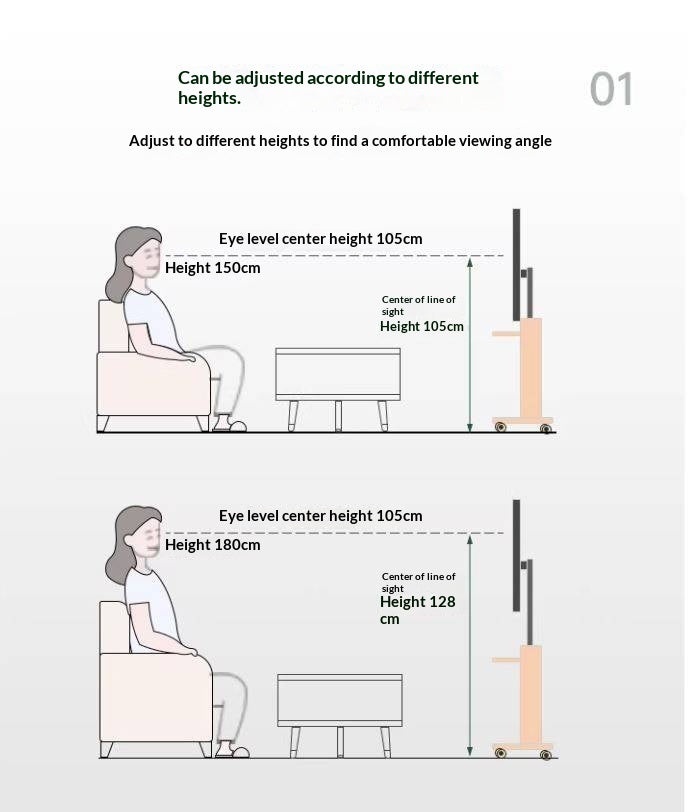 Oak Solid Wood TV Stand, Mobile Floor to Floor TV Cabinet.