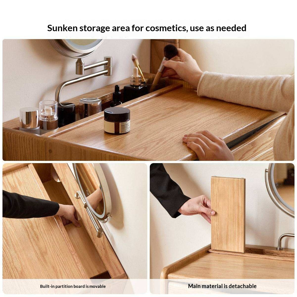 Oak Solid Wood Modern Simple Vanity Table