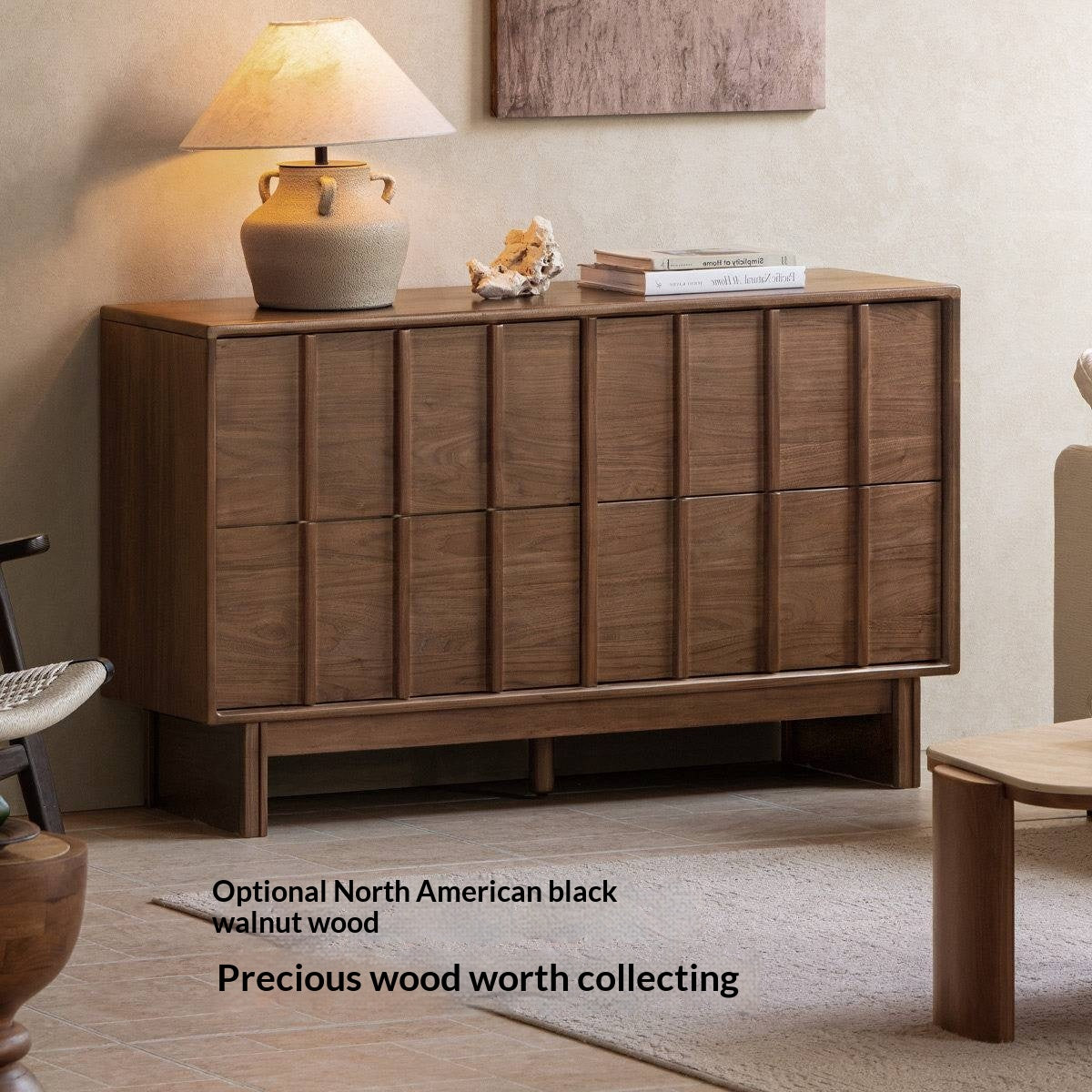 Ash Solid Wood Wabi-sabi Style Four-Drawer Chest