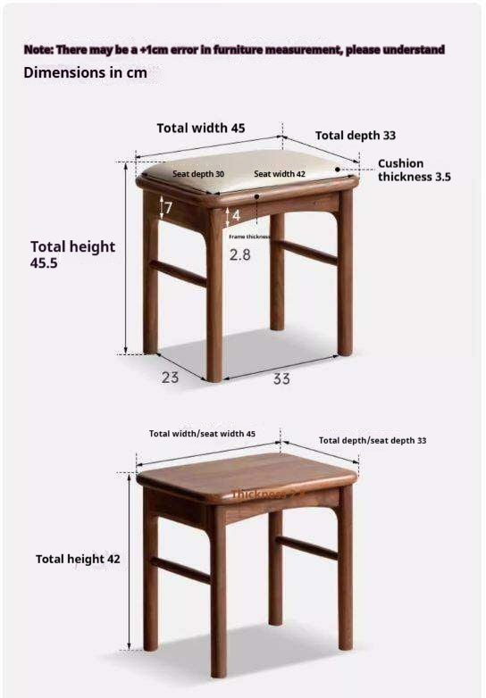 Black Walnut, Oak Solid Wood Tea Stool, Long Stool