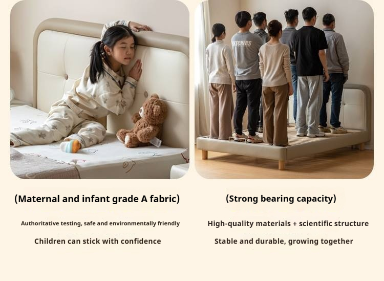 Organic Leather Children's Soft Bag High Headboard Single Bed