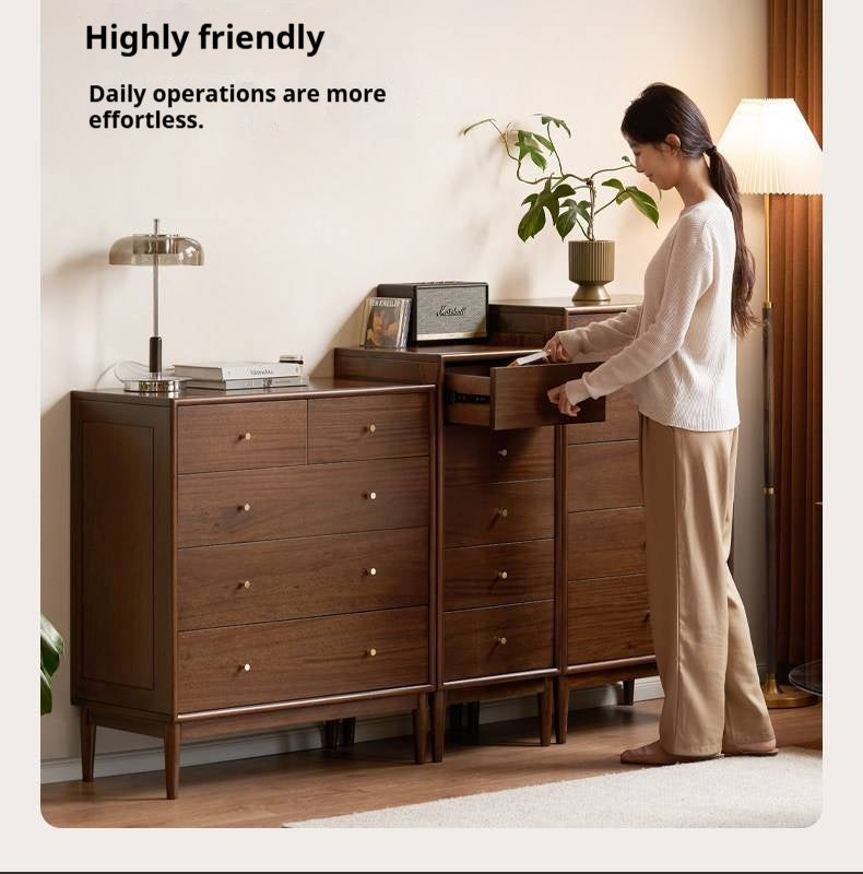 Red Zebrawood Solid Wood Modern Minimalist Chest of Drawers