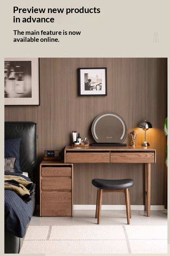 Ash Solid Wood Modern Vanity Table with Extendable Feature