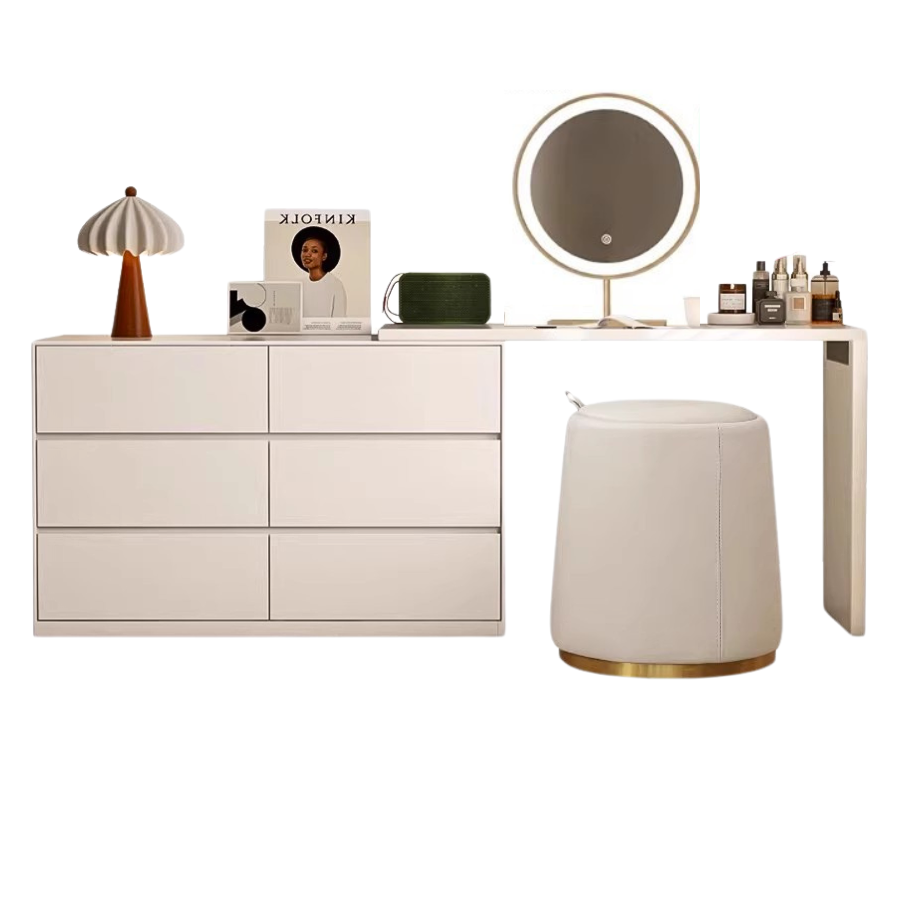 Poplar Solid Wood Modern White Dressing Table  ,