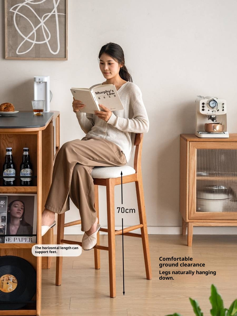 Set 3 pcs Cherry, Ash Solid Wood Modern Bar Stool