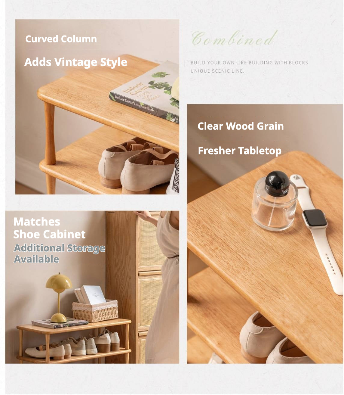 Rubberwood Solid Wood Shoe Rack Multi Layer Storage Organizer