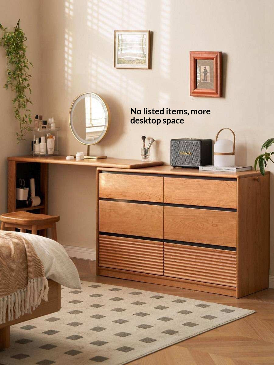 Сherry Solid Wood Retro Corner Vanity Table.