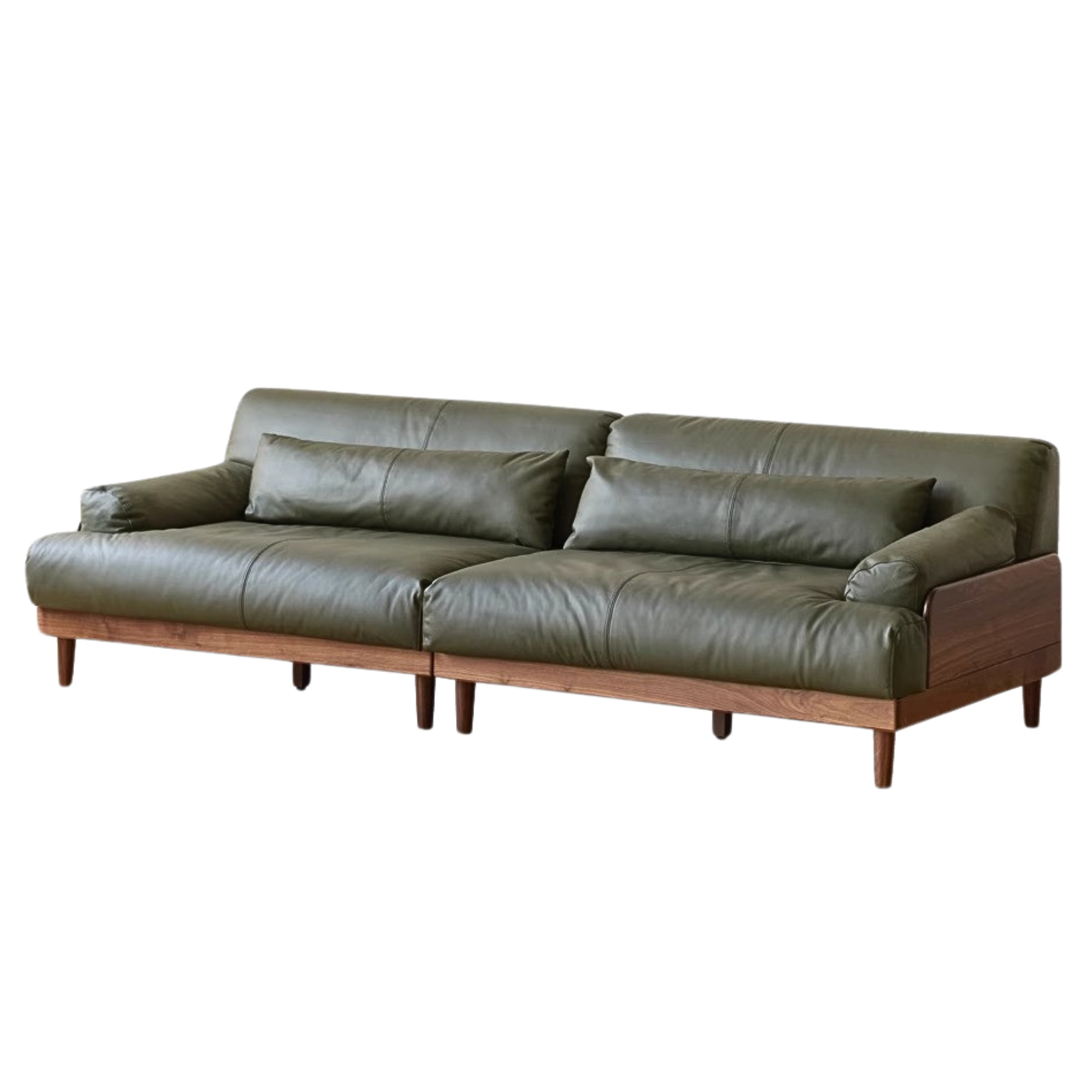 Black walnut solid wood leather down sofa