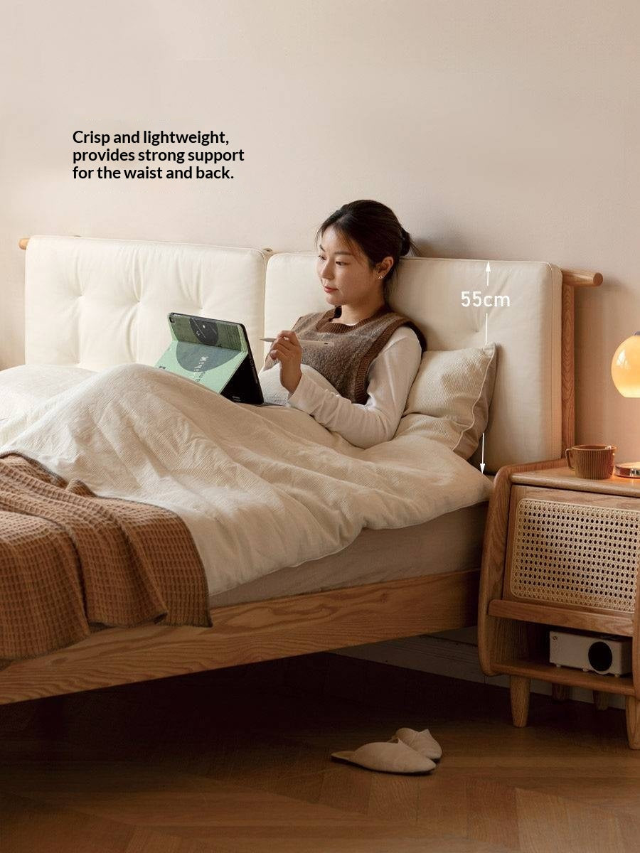 Headboard Backrest Cushion with Creamy White Leather