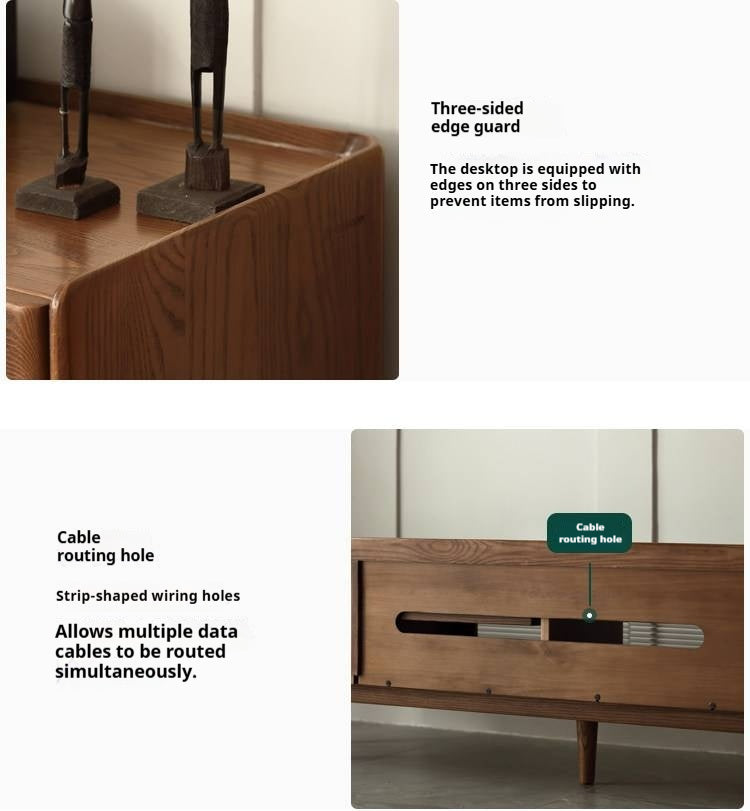 Ash Solid Wood TV Cabinet Minimalist Rock Plate