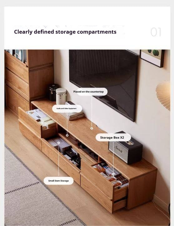 Cherry Solid Wood Modern Simple Floor TV Stand