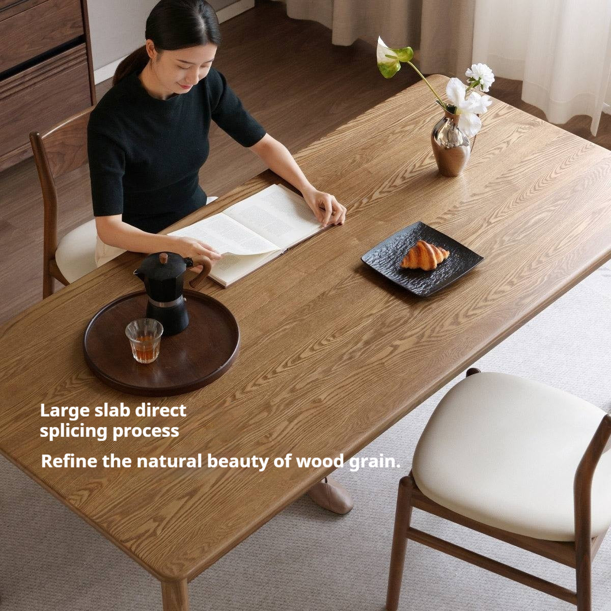 Ash Solid Wood Modern Minimalist Long Dining Table