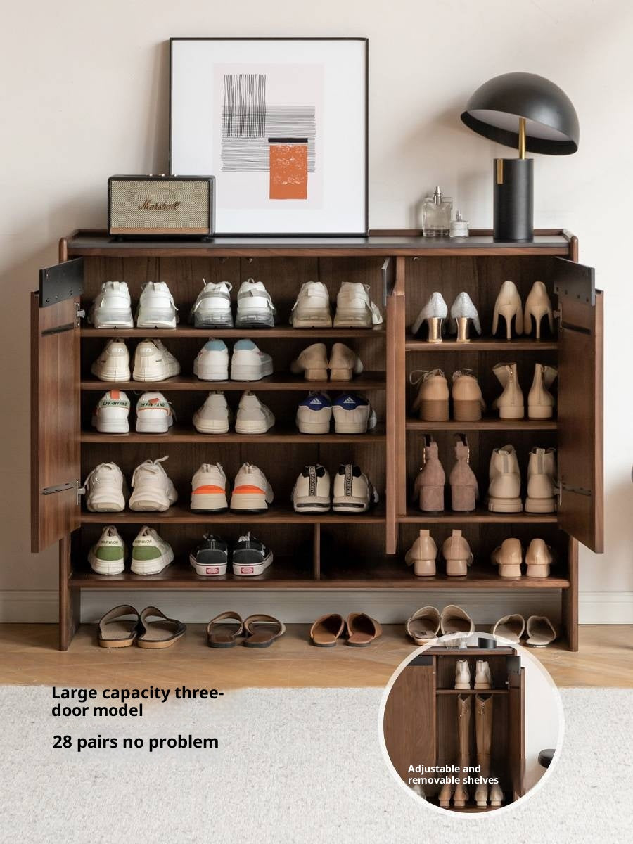 Black Walnut, Oak Solid Wood Italian Style Light Luxury Shoe Cabinet