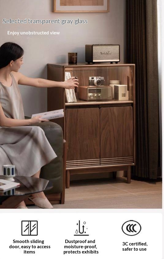 Red Zebrawood Solid Wood Modern Side Cabinet