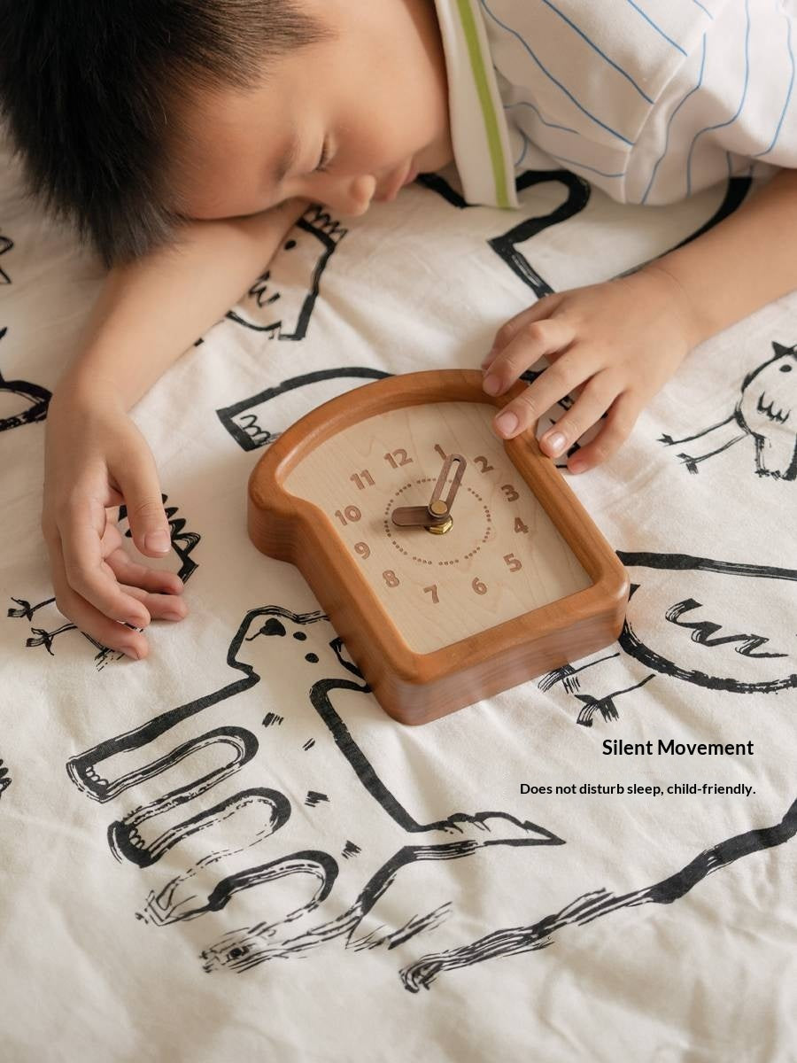 Cherry, Black Walnut Solid Wood Toast Clock Creative