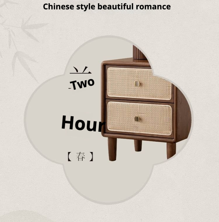 Black Walnut, Beech Solid Wood Nightstand.